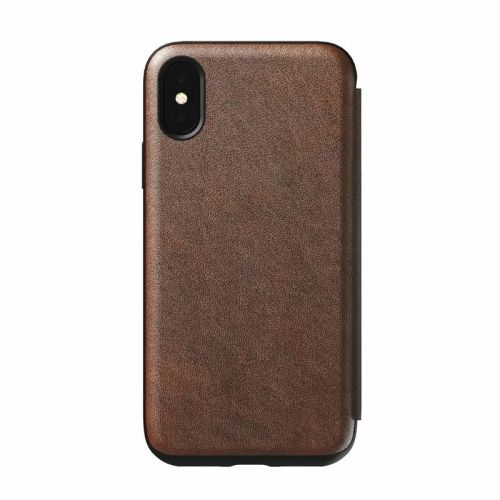 Nomad Folio, Leather, Rugged, Rustic Brown, iPhone XS Max