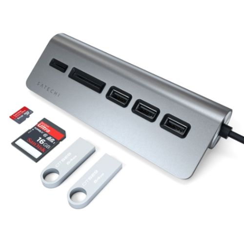 Satechi USB-C Aluminum USB Hub & Card Reader Space Grey