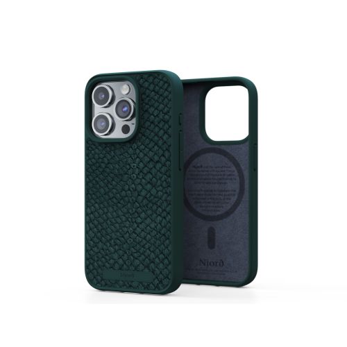 Njord Salmon Leather Magsafe Case for iPhone 15 Pro - Green