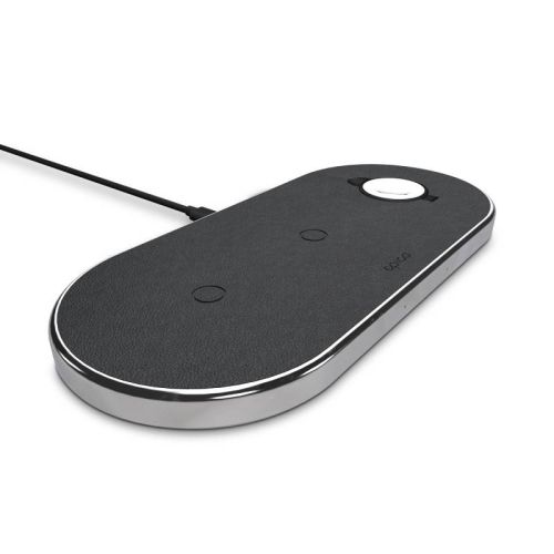 Epico Wireless Charging Base 3in1 black PU leather - space grey base