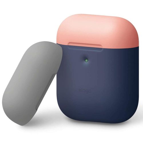 ELAGO Airpod 2 DUO Silicone Case Jean Indigo with Peach/Gray top