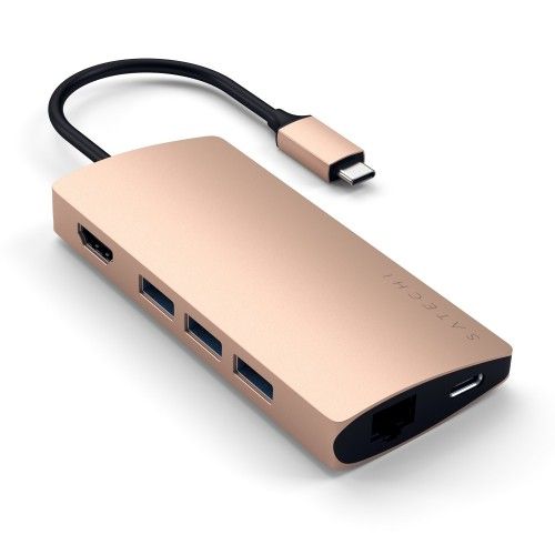 Satechi USB-C Aluminum MultiPort 4K HDMI Adapter Gold New