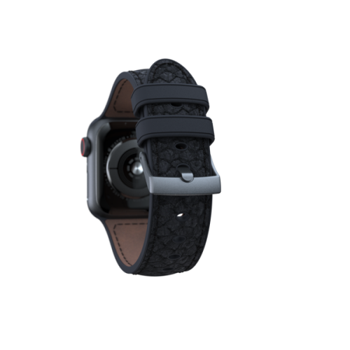 Njord Salmon Leather Strap for Apple Watch (44/45mm) - Dark Grey