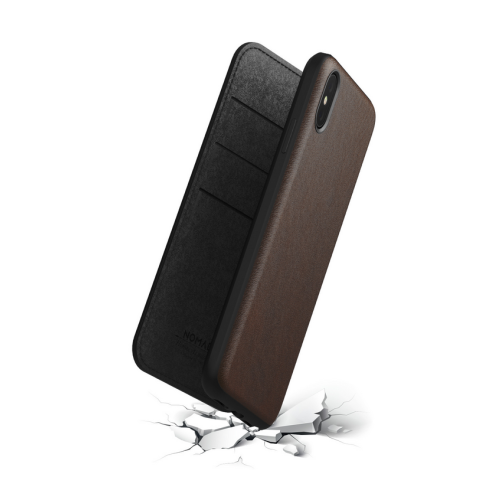 Nomad Folio, Leather, Rugged, Rustic Brown, iPhone XS Max