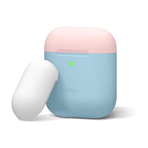 ELAGO Airpod 2 DUO Silicone Case Pink with White/Blue top
