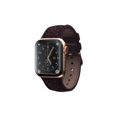 Njord Salmon Leather Strap for Apple Watch (44/45mm) - Aubergine