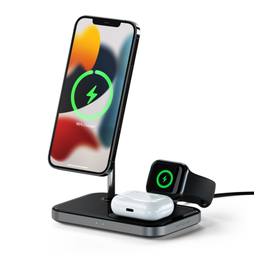 Satechi Magnetic 3-in-1 Wireless Charging Stand 7.5W USB-C Space Grey/Black