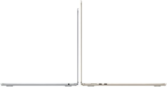 Atvērti un kopā salikti 13 collu un 15 collu MacBook Air modeļi