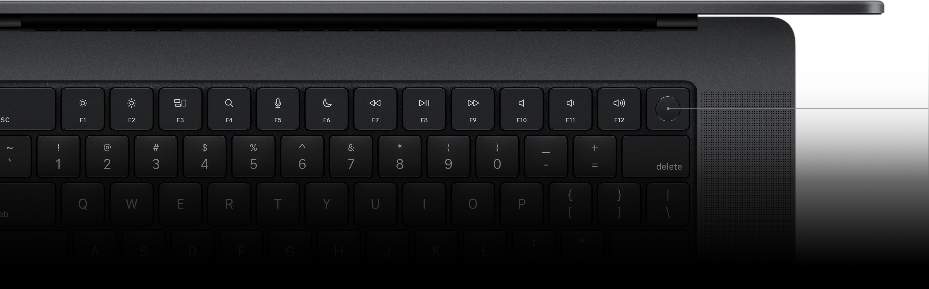 Norāde uz Touch ID taustiņu Magic Keyboard tastatūrā.